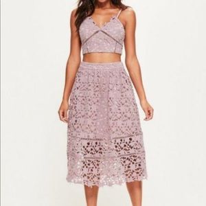 Missguided two piece lace lavender dress set